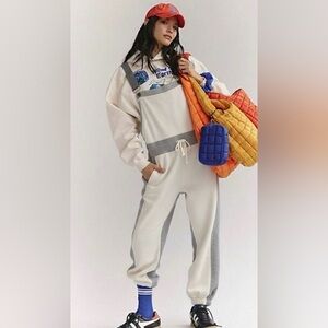 NWT Free People Movement M Making It Overalls in Heather Gray Combo New $168